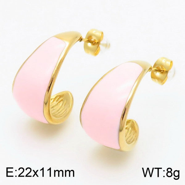 Kalen Enamel C-shaped Dome Hoop Earrings for Women