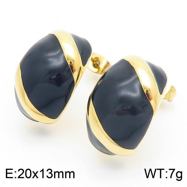 Kalen Enamel C-shaped Dome Hoop Earrings for Women