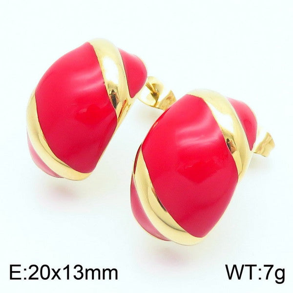 Kalen Enamel C-shaped Dome Hoop Earrings for Women