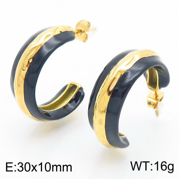 Kalen Enamel C-shaped Dome Hoop Earrings for Women