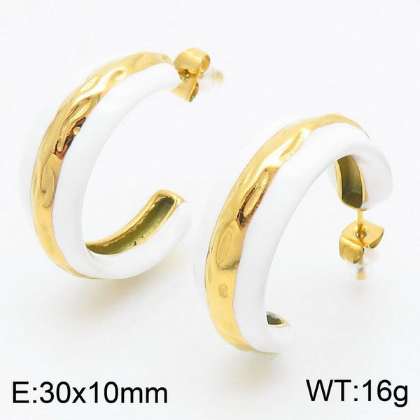 Kalen Enamel C-shaped Dome Hoop Earrings for Women