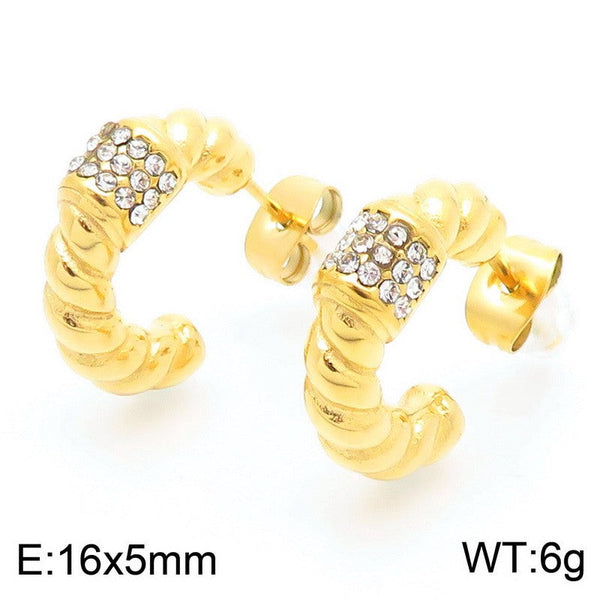 Kalen Zircon C-shaped Hoop Earrings Wholesale