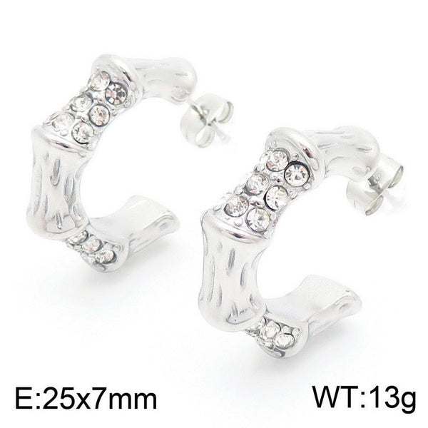 Kalen C-shaped Zircon Stud Earrings Wholesale