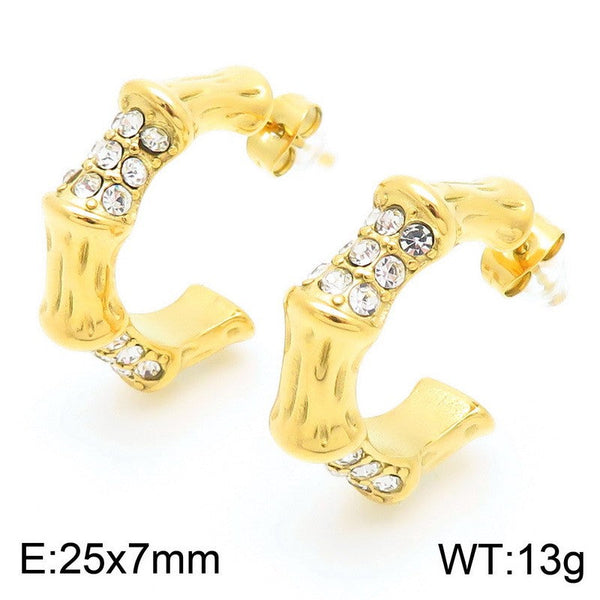 Kalen C-shaped Zircon Stud Earrings Wholesale