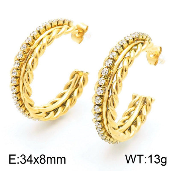 Kalen C-shaped Zircon Stud Earrings Wholesale