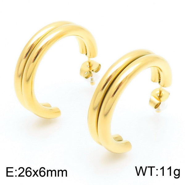 Kalen C-shaped Two Tone Hoop Earrings for Women