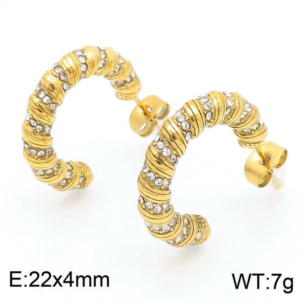 Kalen Zircon C-shaped Hoop Earrings for Women