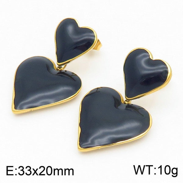 Kalen Enamel Heart Drop Pearl Earrings for Women