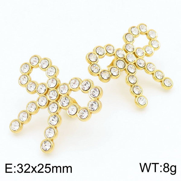 Kalen Bow Zircon Stud Earrings for Women