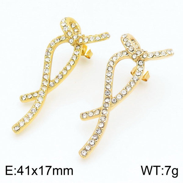 Kalen Bow Zircon Stud Earrings for Women