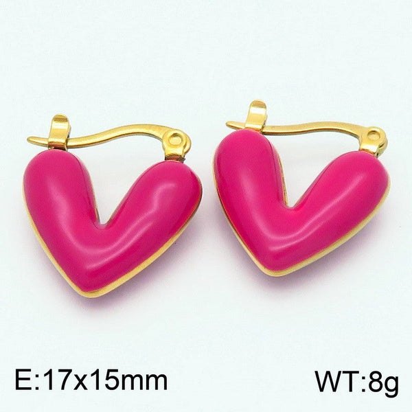 Kalen Enamel Heart Chunky Candy Hoop Earrings for Women