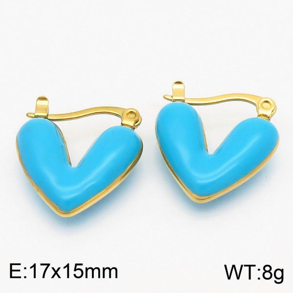 Kalen Enamel Heart Chunky Candy Hoop Earrings for Women