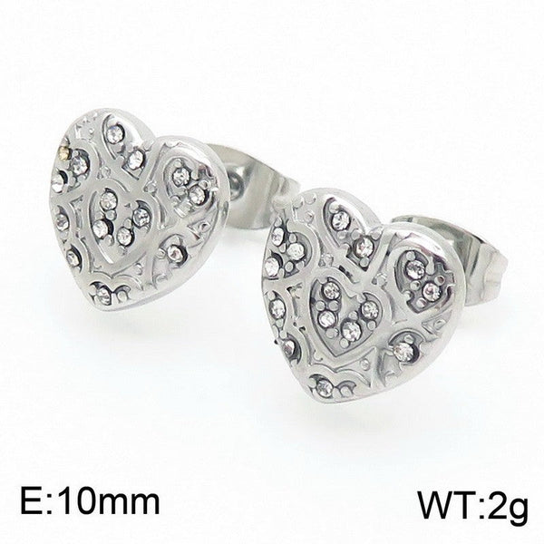 Kalen Zircon Heart Chunky Stud Earrings for Women