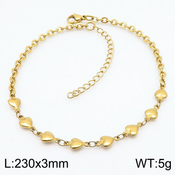 Kalen Stainless Steel Heart Chain Anklet Wholesale for Women