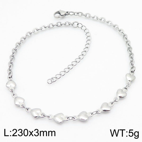 Kalen Stainless Steel Heart Chain Anklet Wholesale for Women