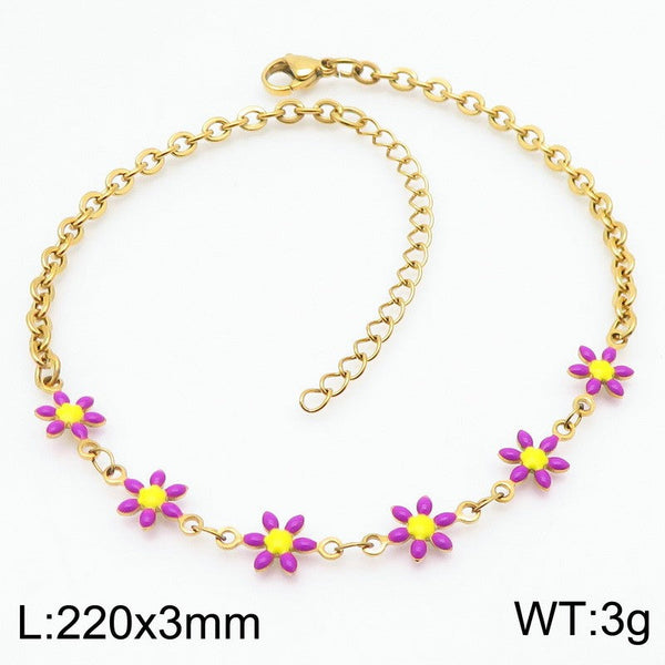 Kalen Stainless Steel Flower Charm Anklet Wholesale for Women