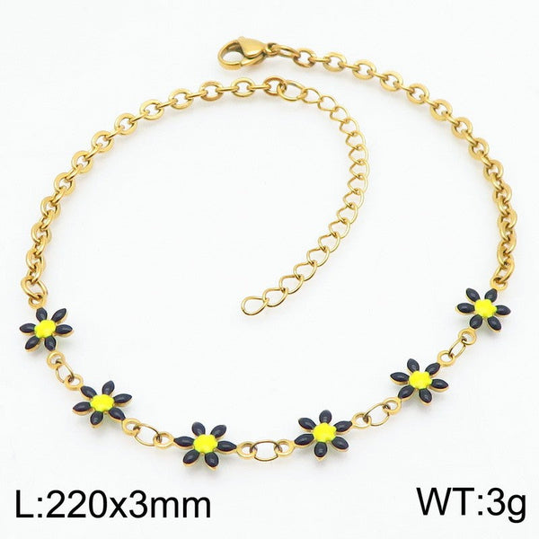 Kalen Stainless Steel Flower Charm Anklet Wholesale for Women