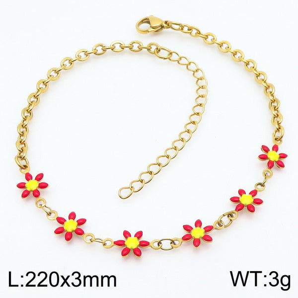 Kalen Stainless Steel Flower Charm Anklet Wholesale for Women