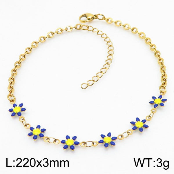 Kalen Stainless Steel Flower Charm Anklet Wholesale for Women