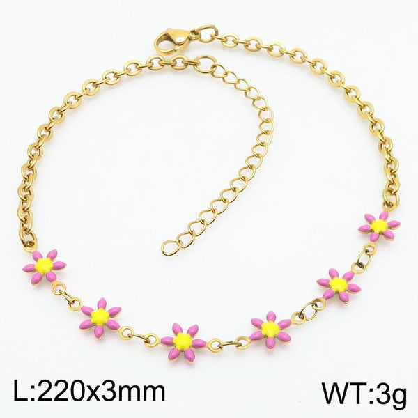 Kalen Stainless Steel Flower Charm Anklet Wholesale for Women