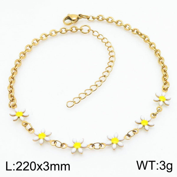 Kalen Stainless Steel Flower Charm Anklet Wholesale for Women