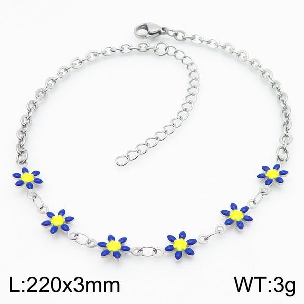 Kalen Stainless Steel Flower Charm Anklet Wholesale for Women