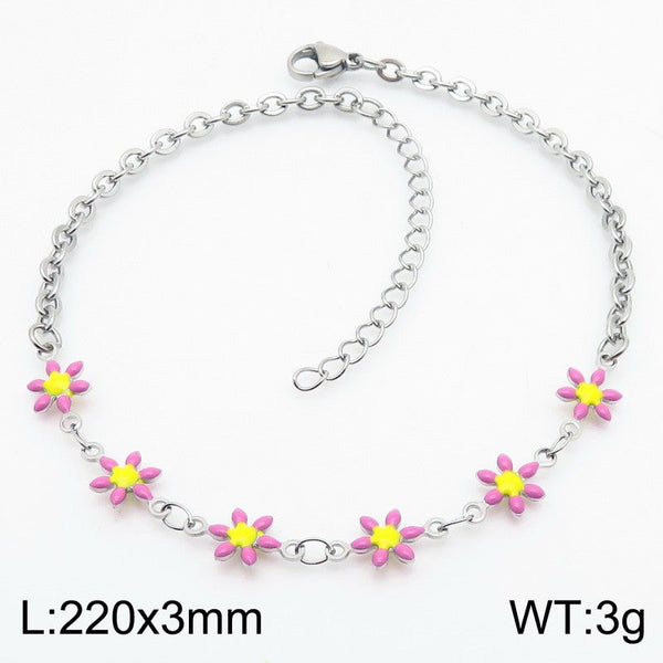 Kalen Stainless Steel Flower Charm Anklet Wholesale for Women