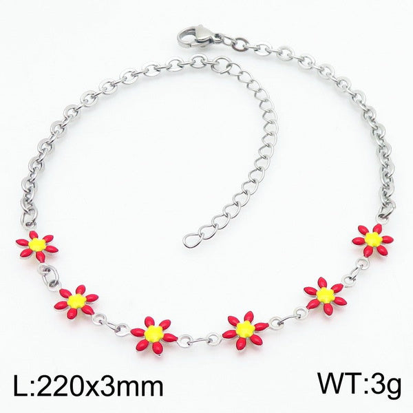 Kalen Stainless Steel Flower Charm Anklet Wholesale for Women