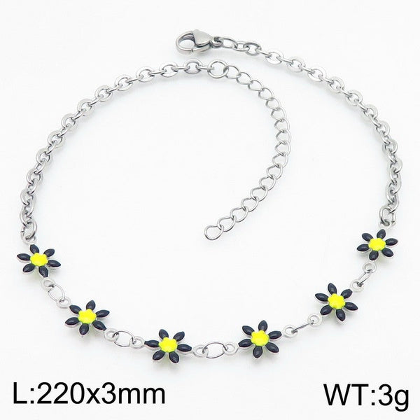 Kalen Stainless Steel Flower Charm Anklet Wholesale for Women