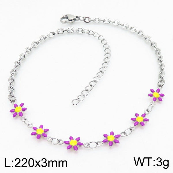 Kalen Stainless Steel Flower Charm Anklet Wholesale for Women