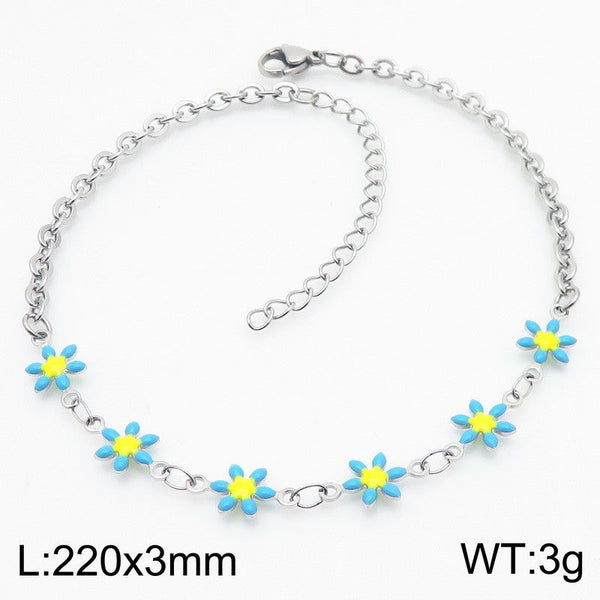 Kalen Stainless Steel Flower Charm Anklet Wholesale for Women