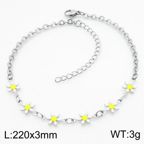 Kalen Stainless Steel Flower Charm Anklet Wholesale for Women