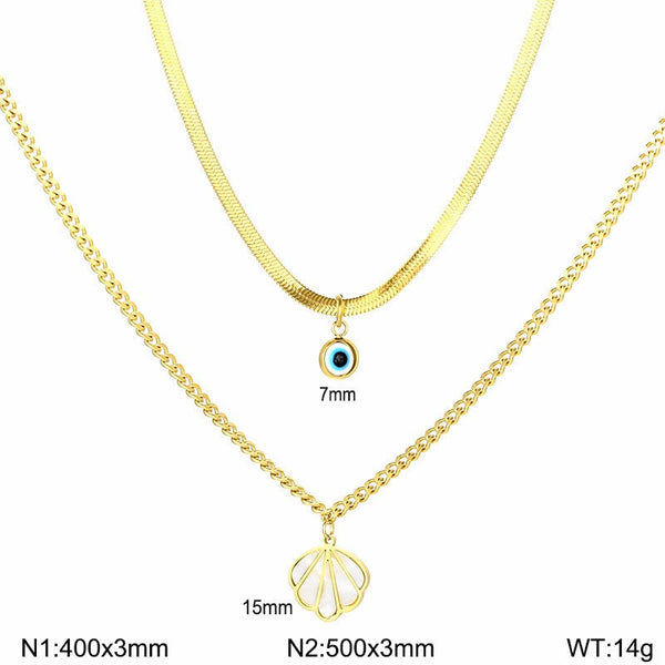 Kalen Double Layer Evil Eyes Pendant Necklace Wholesale for Women