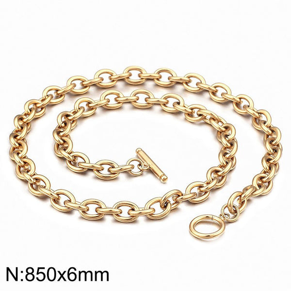 Kalen 6mm Stainless Steel Flat Cable Chain Necklace Wholesale for Women