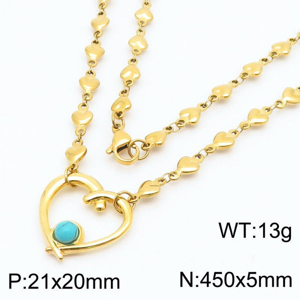 Kalen 5mm Stainless Steel Heart Chain Pendant Necklace Wholesale for Women