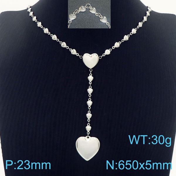Kalen 5mm Stainless Steel Heart Chain Pendant Necklace Wholesale for Women