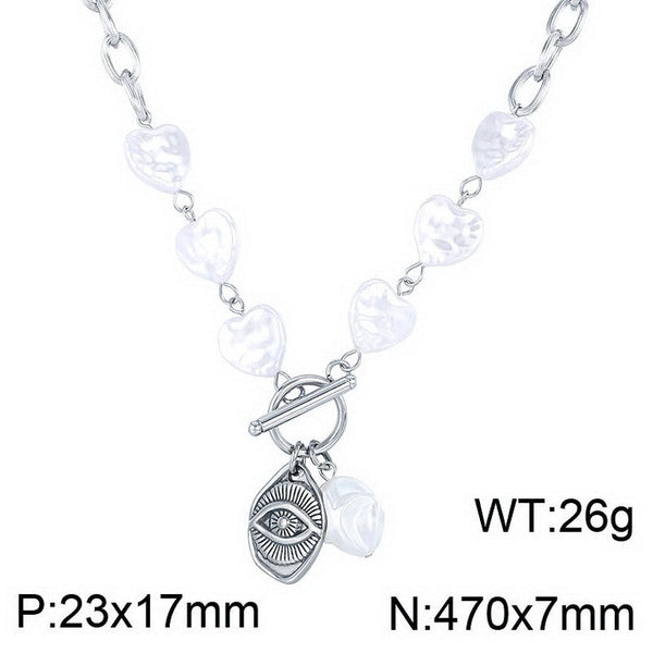 Kalen Flat Cable Pearl Chain Pendant Necklace Wholesale for Women
