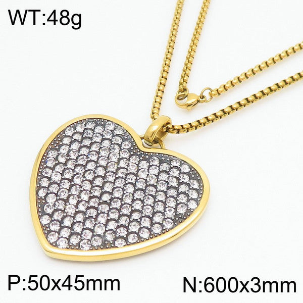 Kalen Box Chain Zircon Heart Pendant Necklace Wholesale for Women