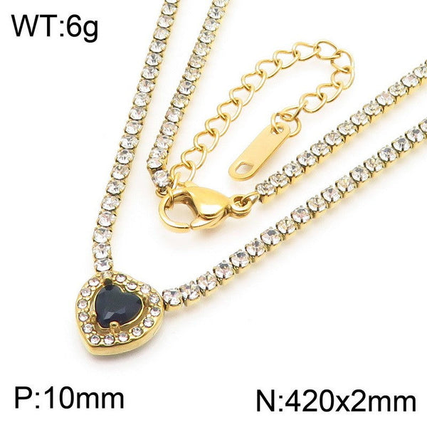 Kalen Zircon Tennis Chain Heart Pendant Necklace