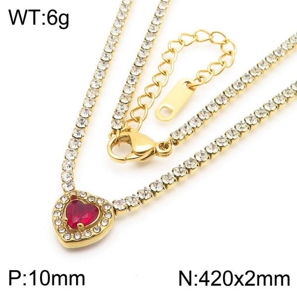 Kalen Zircon Tennis Chain Heart Pendant Necklace