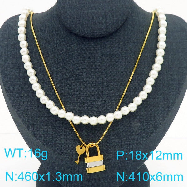 Kalen Double Layer Pearl Pendant Necklace for Women