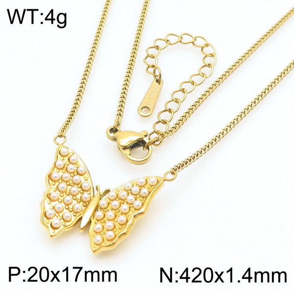 Kalen Butterfly Pearl Pendant Necklace for Women