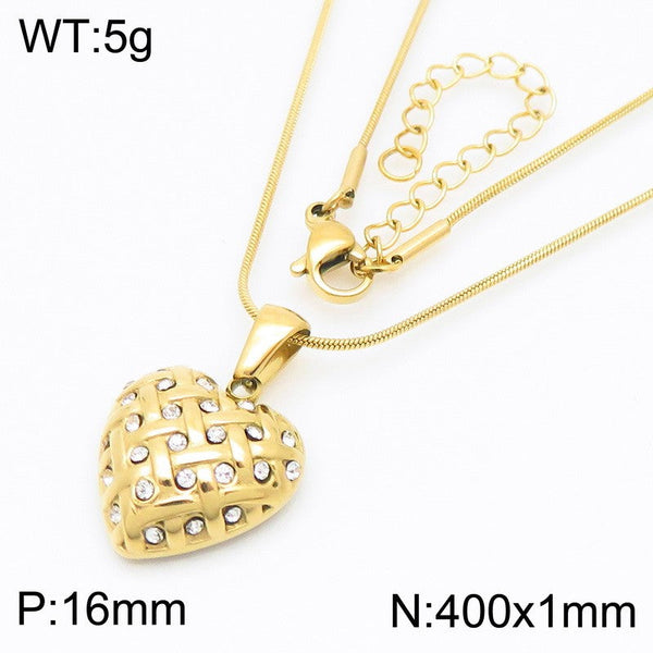 Kalen Stainless Steel Heart Zircon Pendant Necklace for Women