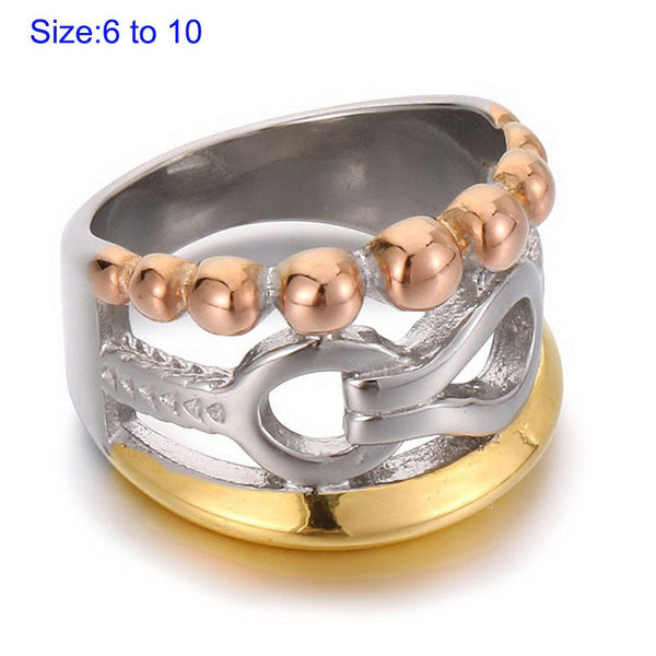 Kalen Stainless Steel Tri-color Ring for Women Wholesale