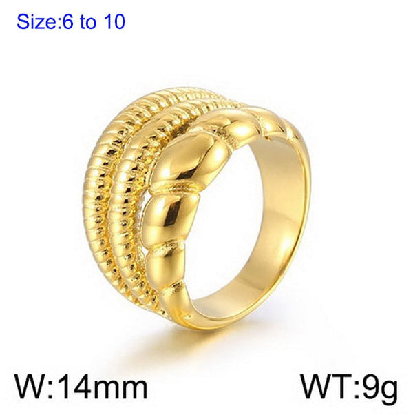 Kalen Stainless Steel Croissant Dome Ring for Women Wholesale