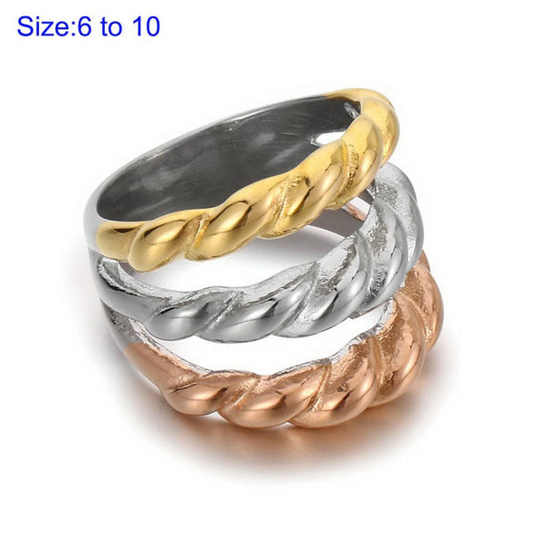 Kalen Stainless Steel Tri-color Ring for Women Wholesale