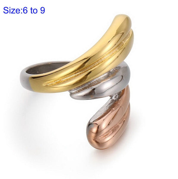 Kalen Stainless Steel Tri-color Ring for Women Wholesale