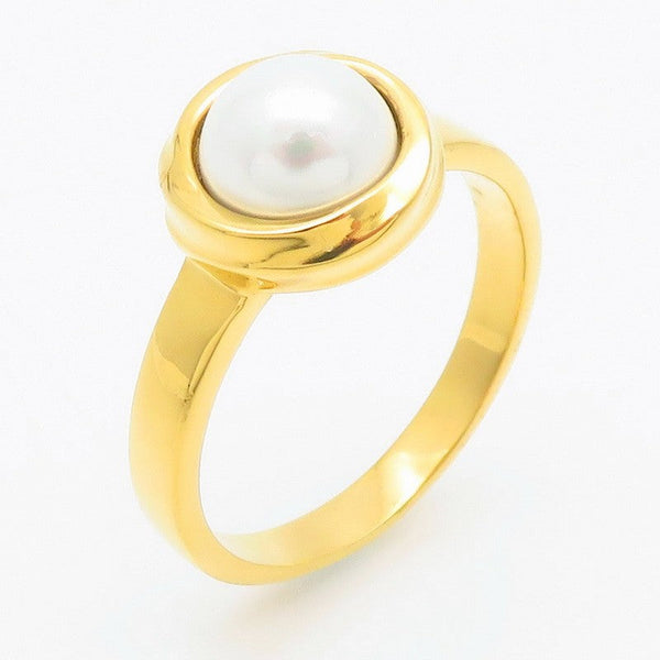 Kalen Stainless Steel Round Pearl Ring for Men Women Wholesale