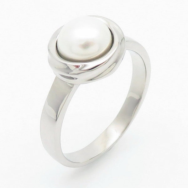 Kalen Stainless Steel Round Pearl Ring for Men Women Wholesale
