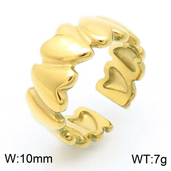 Kalen Stainless Steel Heart Chunky Open Ring for Women Wholesale